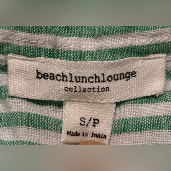 beachlunchlounge collection Linen/Cotton green & white stripe top. Size Small. - Picture 7 of 12